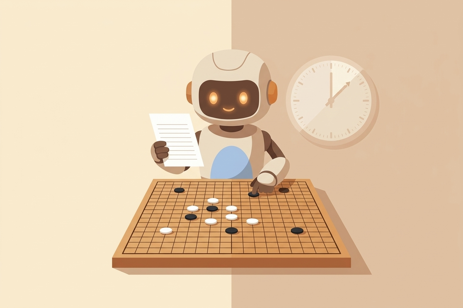 An agent reading a single spec document and placing stones on an omok board