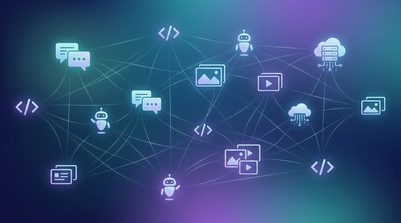 AI tools knowledge map — a map of tools connected by category